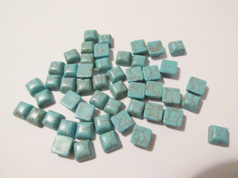 (image for) 6mm square Turquoise Magnesite cabs (50pc) #CAB-29 - Click Image to Close